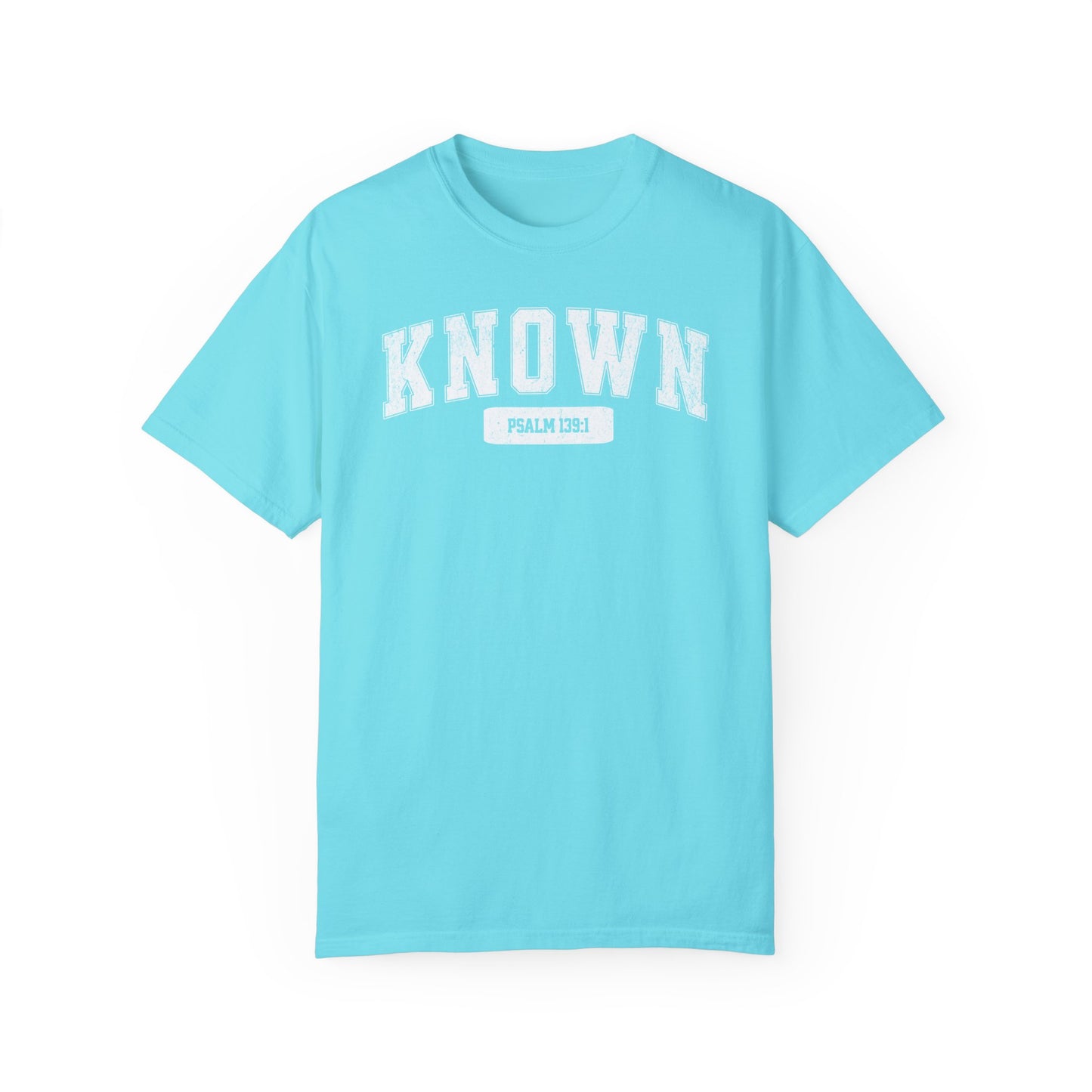 "Known" Varsity Style Unisex Garment-Dyed Tee