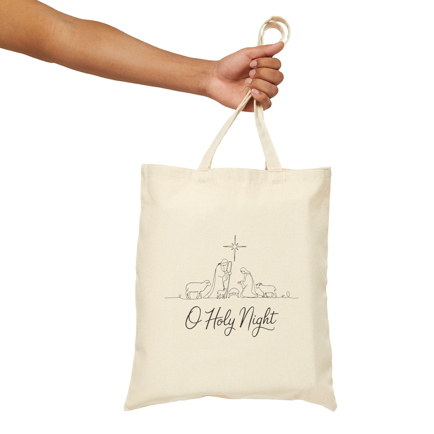 "O Holy Night" Christmas Cotton Canvas Tote Bag