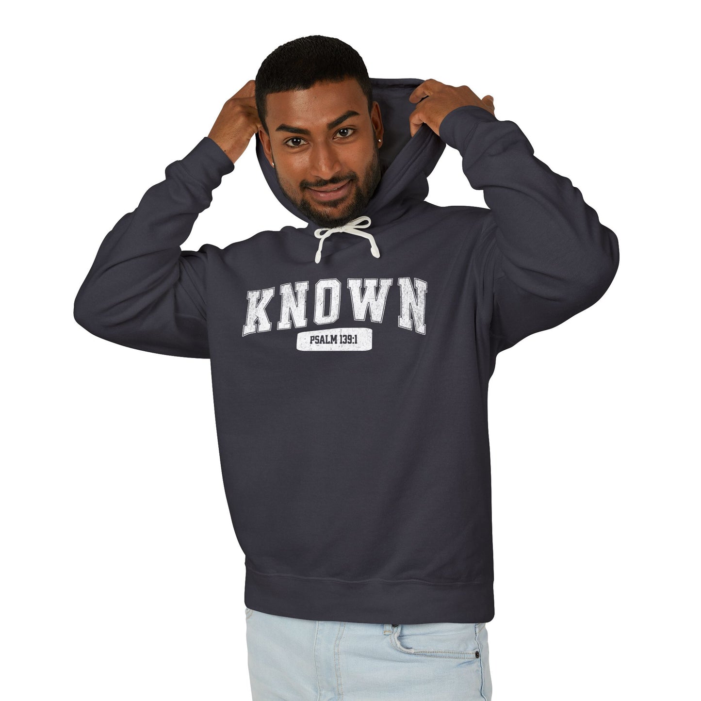 "KNOWN" VARSITY UNISEX PREMIUM LIGHTWEIGHT HOODIE