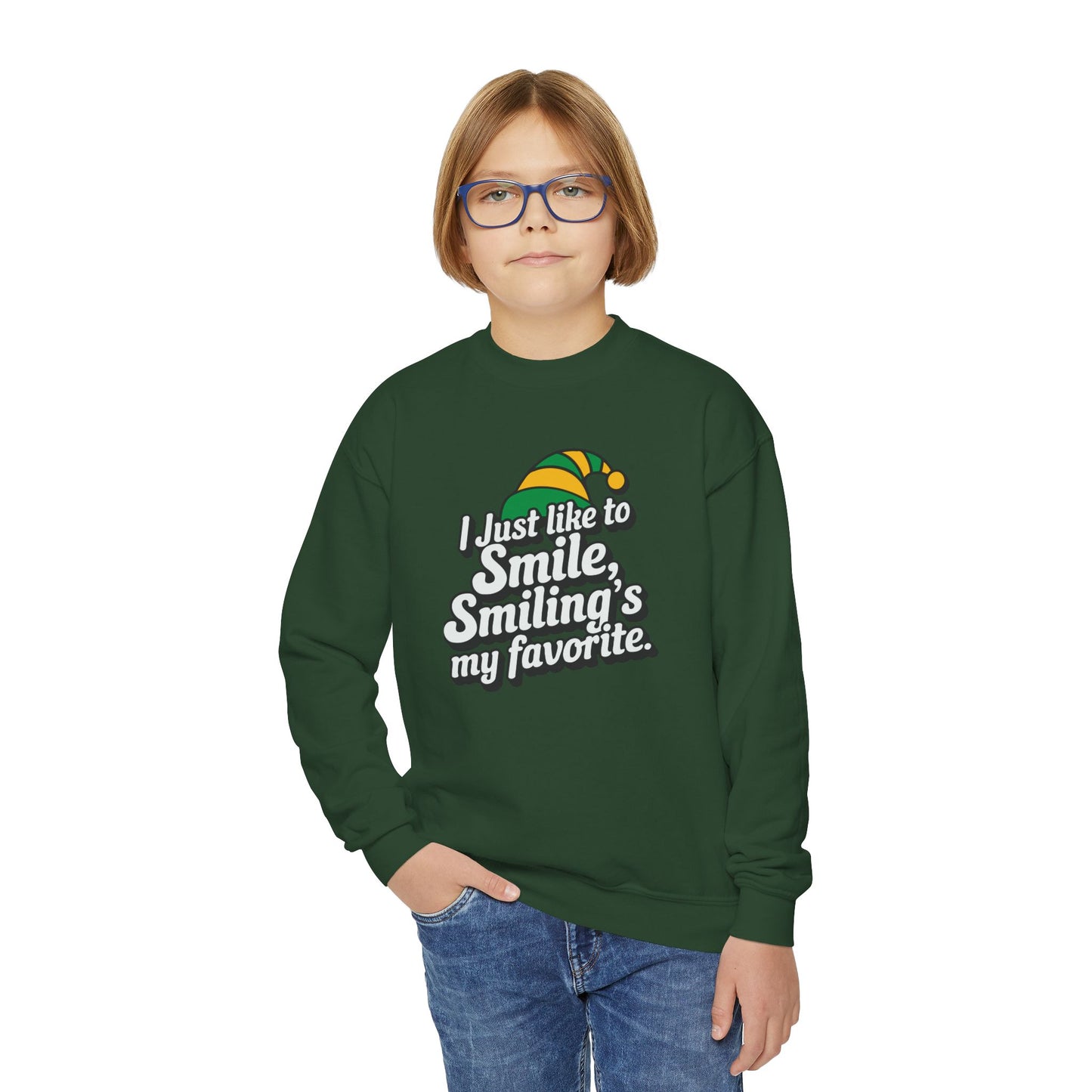 "Smiling's My Favorite" Christmas Kids Sweatshirt