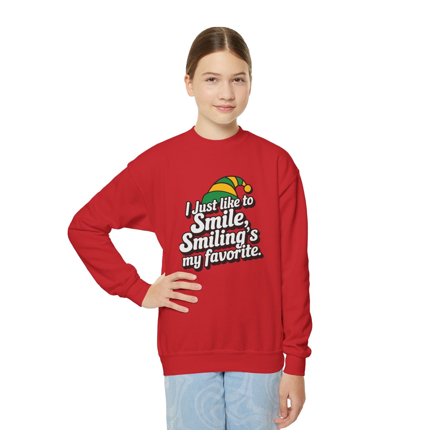 "Smiling's My Favorite" Christmas Kids Sweatshirt