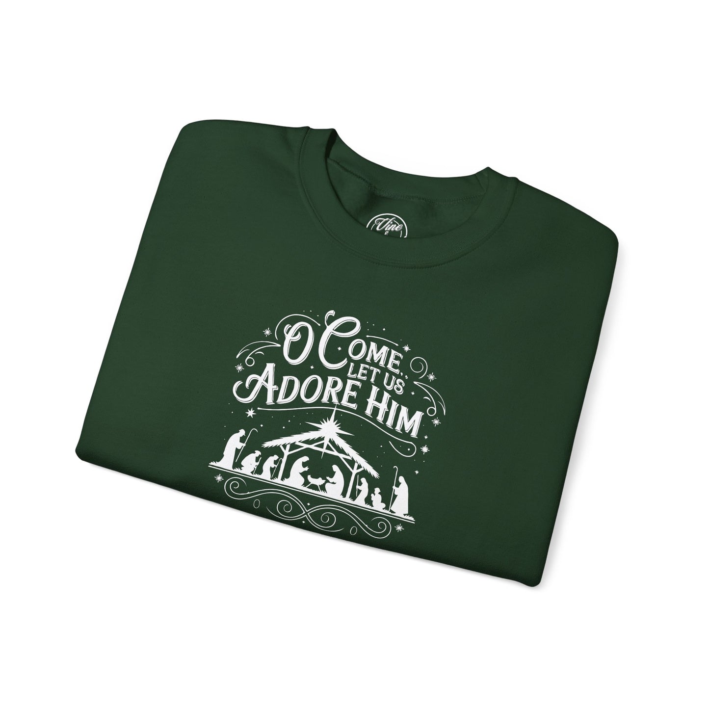 "O Come Let Us Adore Him" Country Christmas Crewneck Sweatshirt