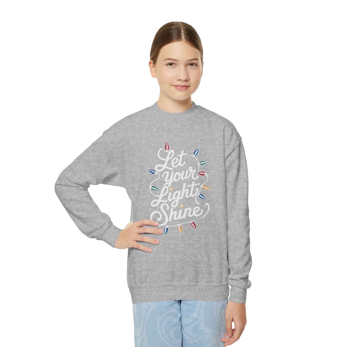 "Let Your Light Shine" Christmas Kids Crewneck Sweatshirt