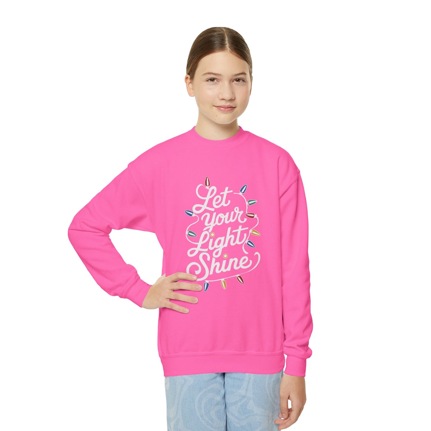 "Let Your Light Shine" Christmas Kids Crewneck Sweatshirt