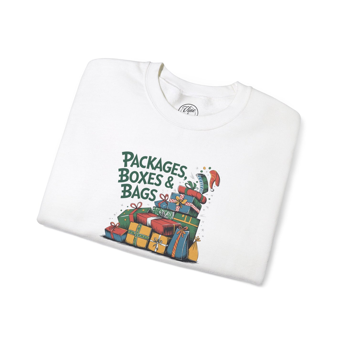 "Packages Boxes & Bags" Christmas Crewneck Sweatshirt