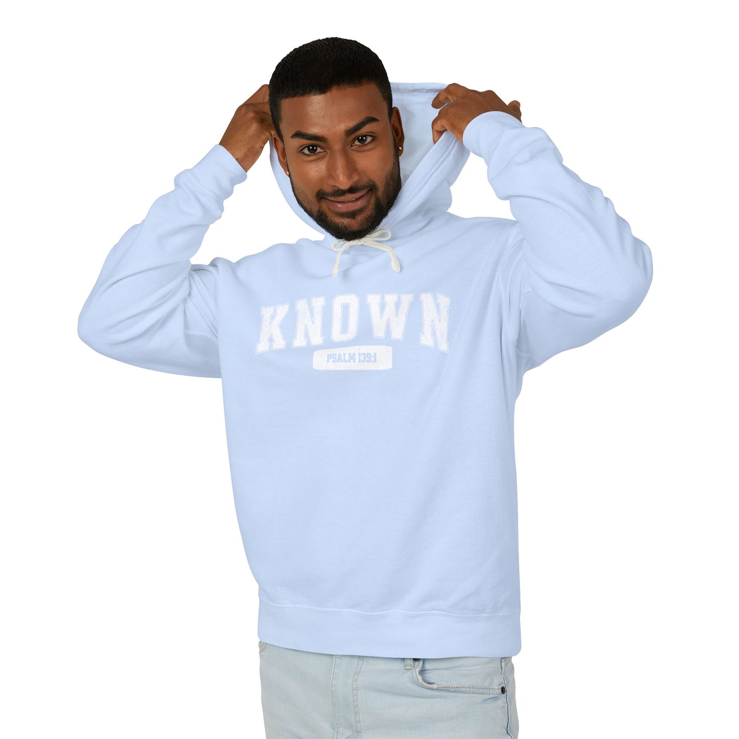 "KNOWN" VARSITY UNISEX PREMIUM LIGHTWEIGHT HOODIE