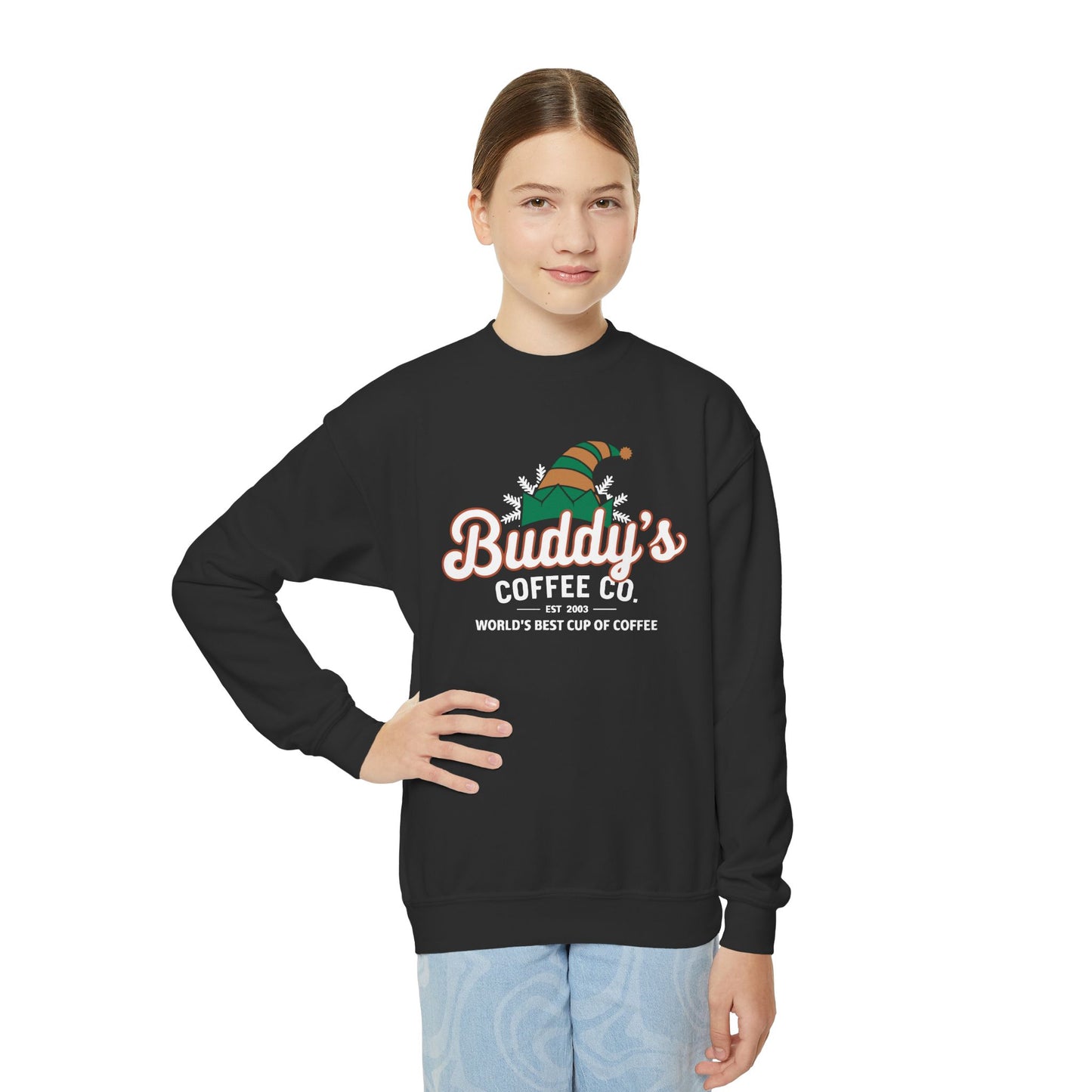 "Buddy's Coffee Co. " Christmas Kids Crewneck Sweatshirt