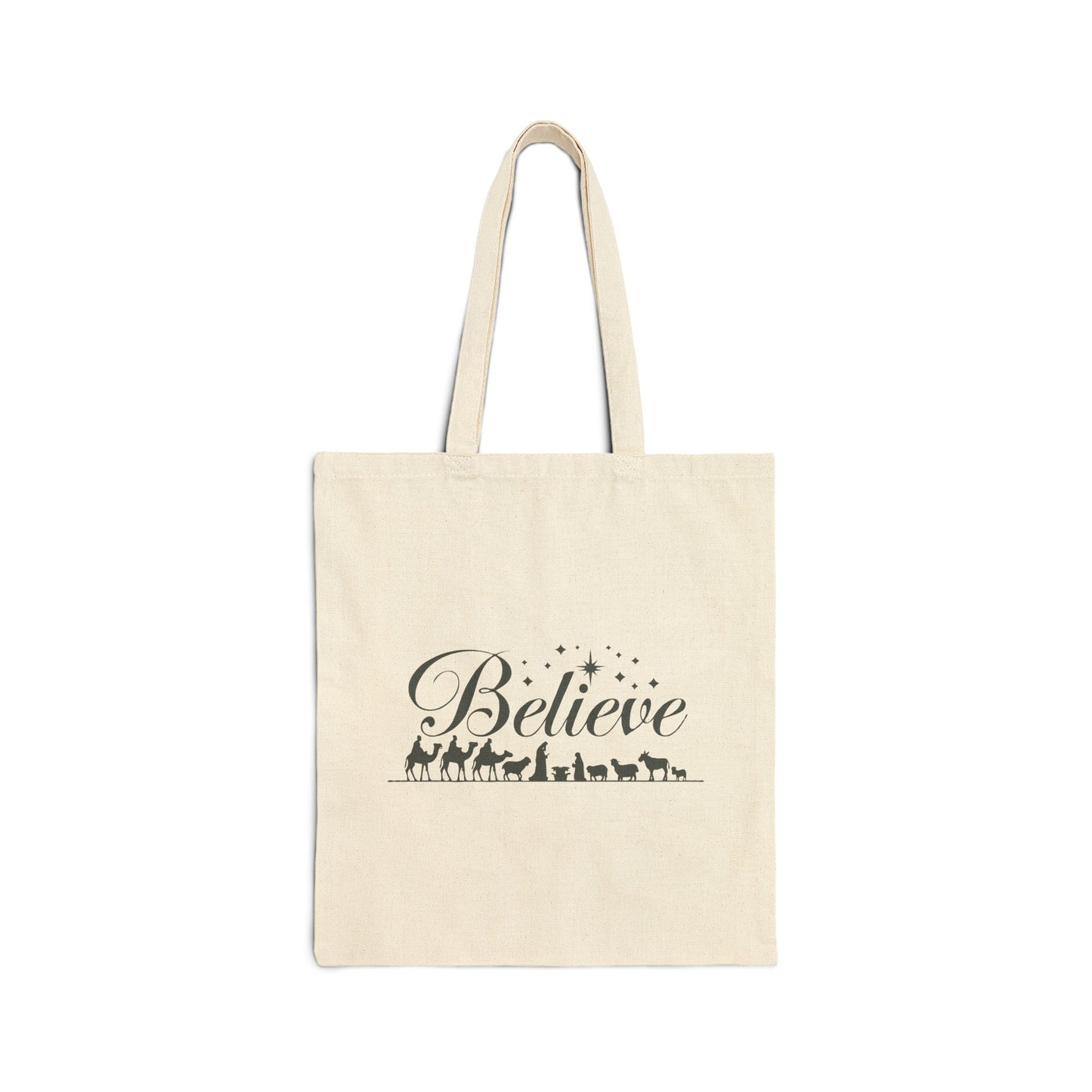 "Believe Nativity" Christmas Cotton Canvas Tote Bag