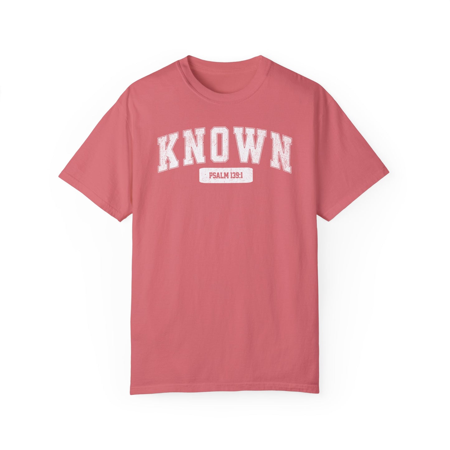 "Known" Varsity Style Unisex Garment-Dyed Tee