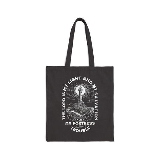 "Psalm 27:1" Cotton Canvas Tote Bag