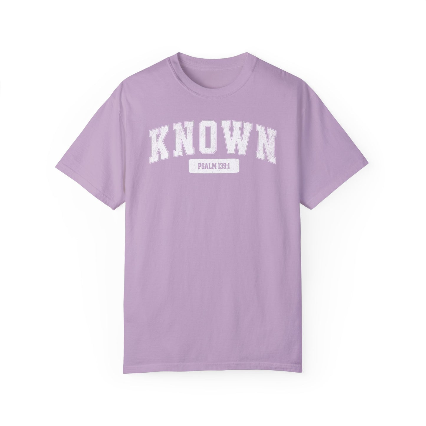 "Known" Varsity Style Unisex Garment-Dyed Tee