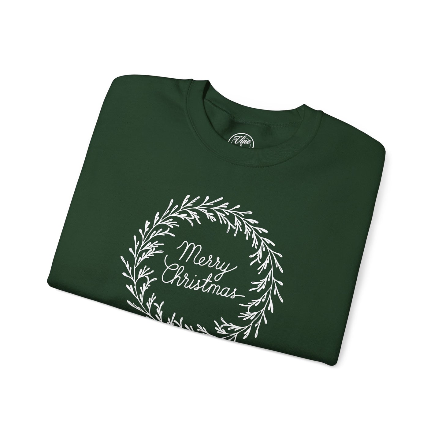 "Merry Christmas Wreath" Christmas Crewneck Sweatshirt