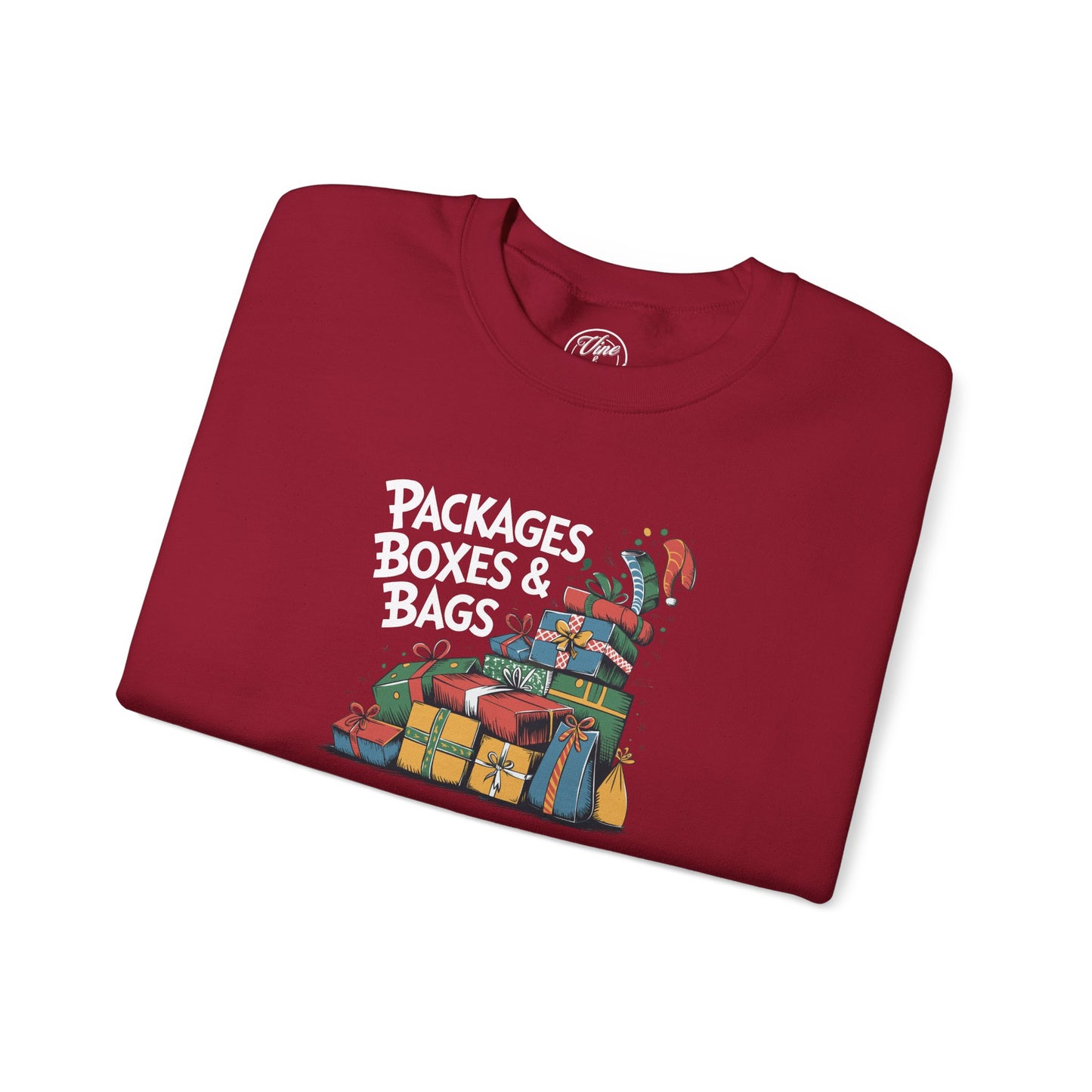 CHRISTMAS "PACKAGES BOXES & BAGS" UNISEX CREWNECK SWEATSHIRT