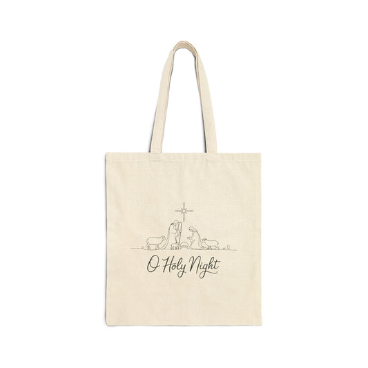 "O Holy Night" Christmas Cotton Canvas Tote Bag