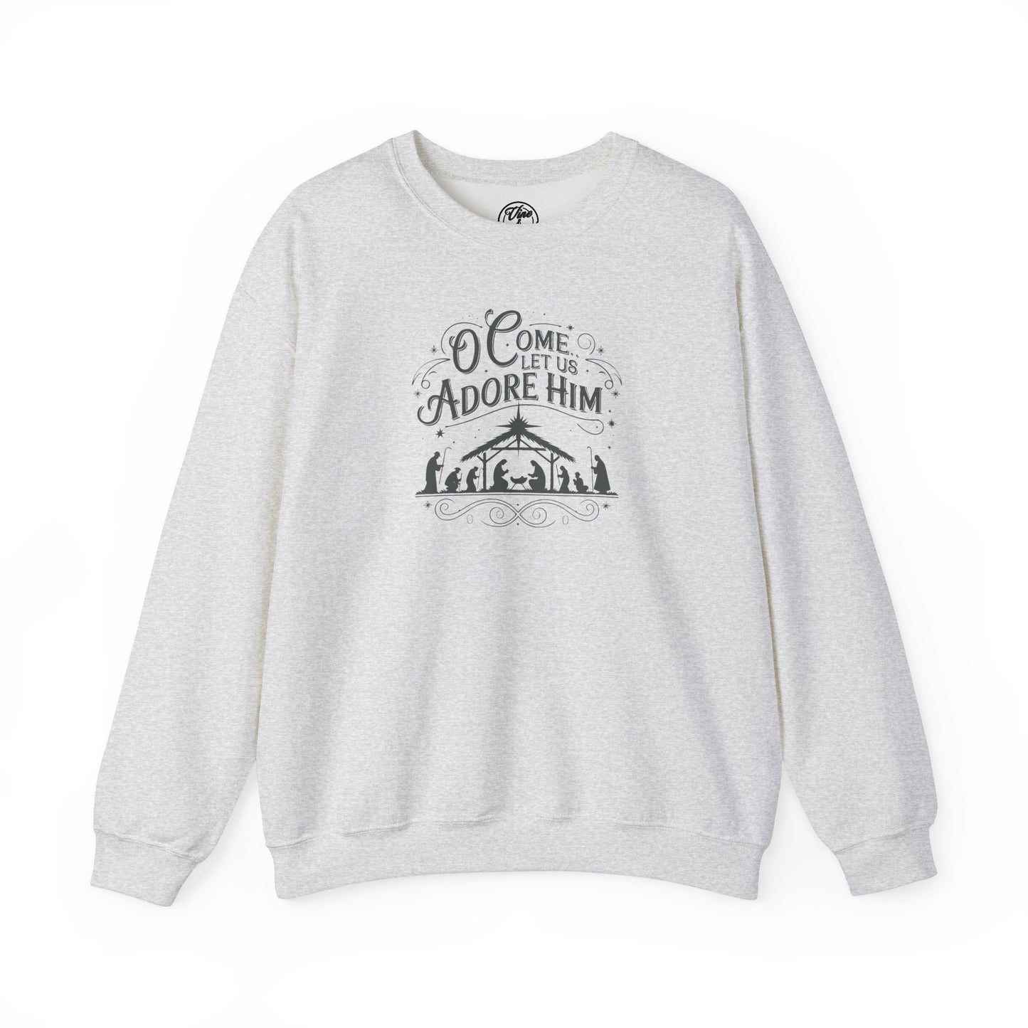 "O Come Let Us Adore Him" Country Christmas Crewneck Sweatshirt