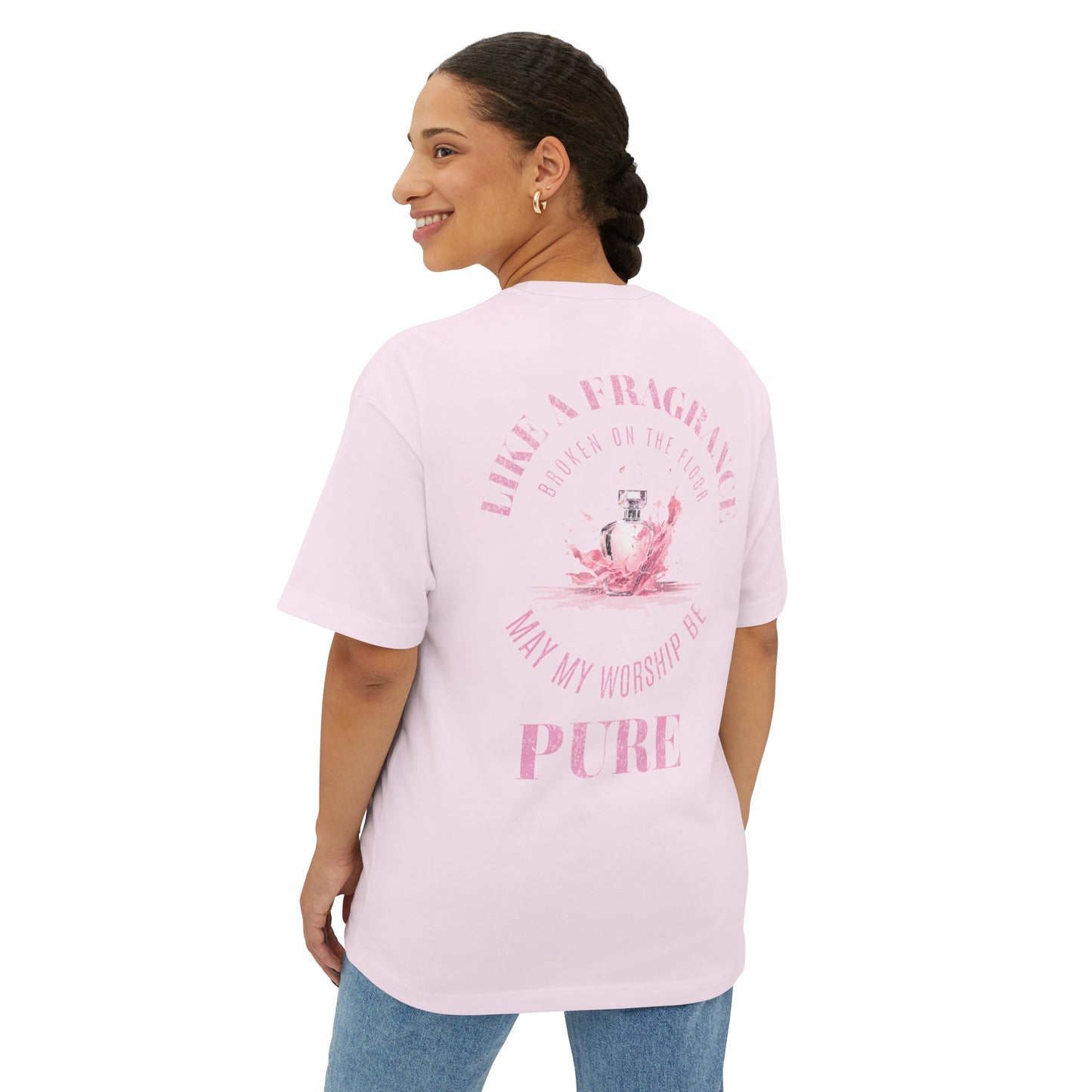 "Pure Worship" Pink Adult Unisex Oversized Boxy Tee