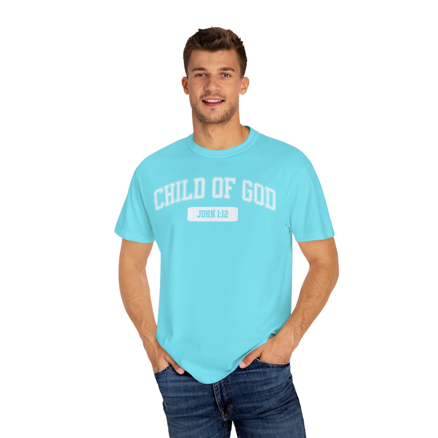 "Child of God" Varsity Style Unisex Garment-Dyed Tee