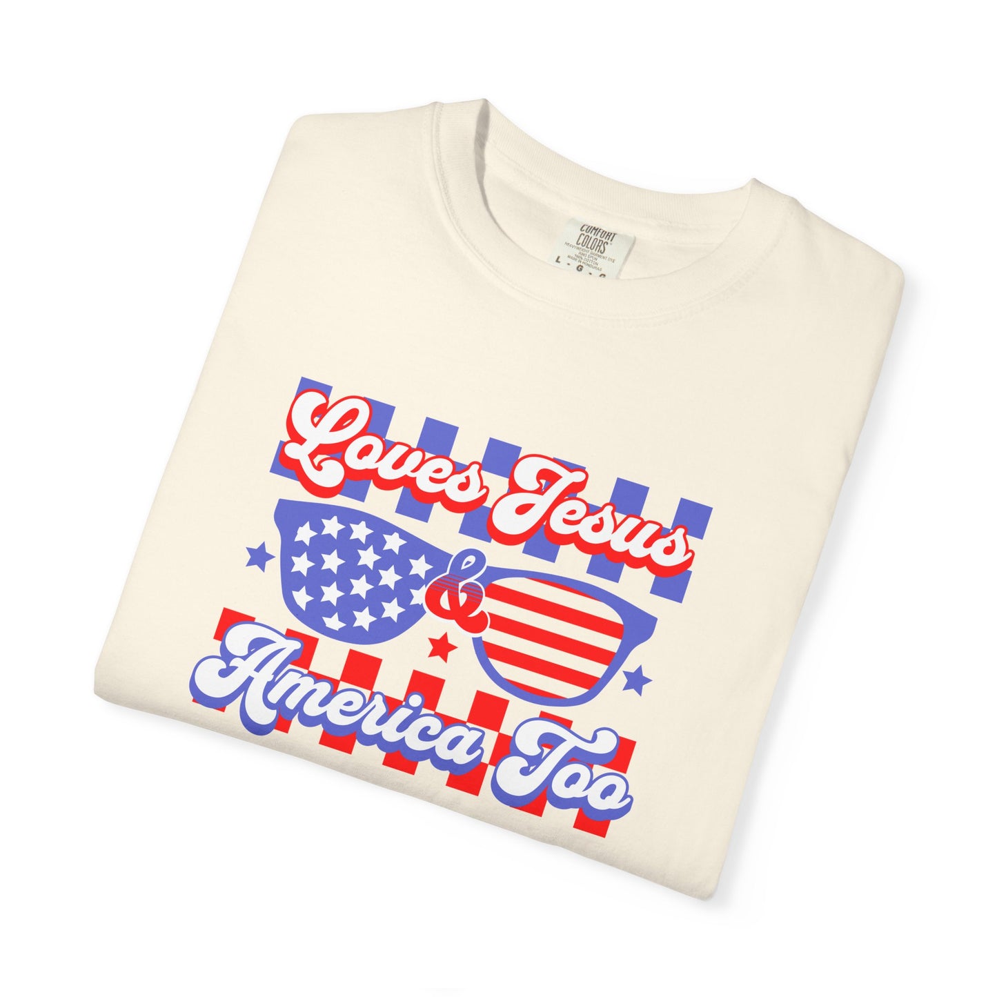 "LOVES JESUS & AMERICA TOO" UNISEX PREMIUM TEE