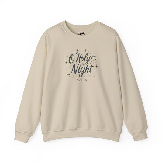 "O Holy Night" Cursive Christmas Crewneck Sweatshirt