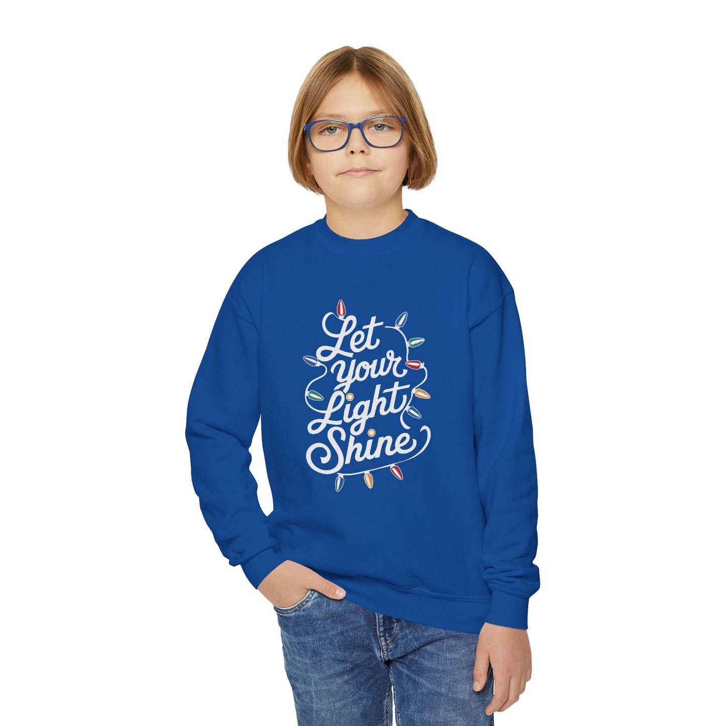 "Let Your Light Shine" Christmas Kids Crewneck Sweatshirt