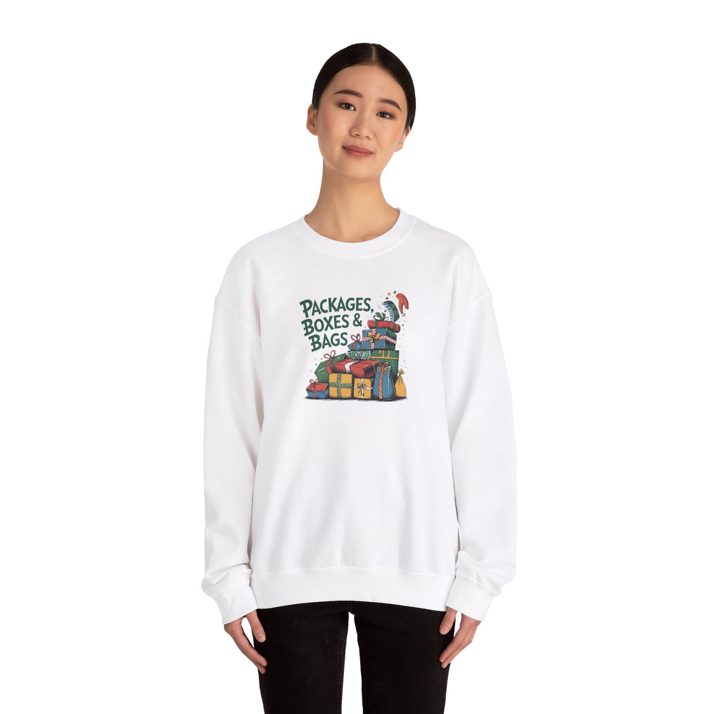 "Packages Boxes & Bags" Christmas Crewneck Sweatshirt