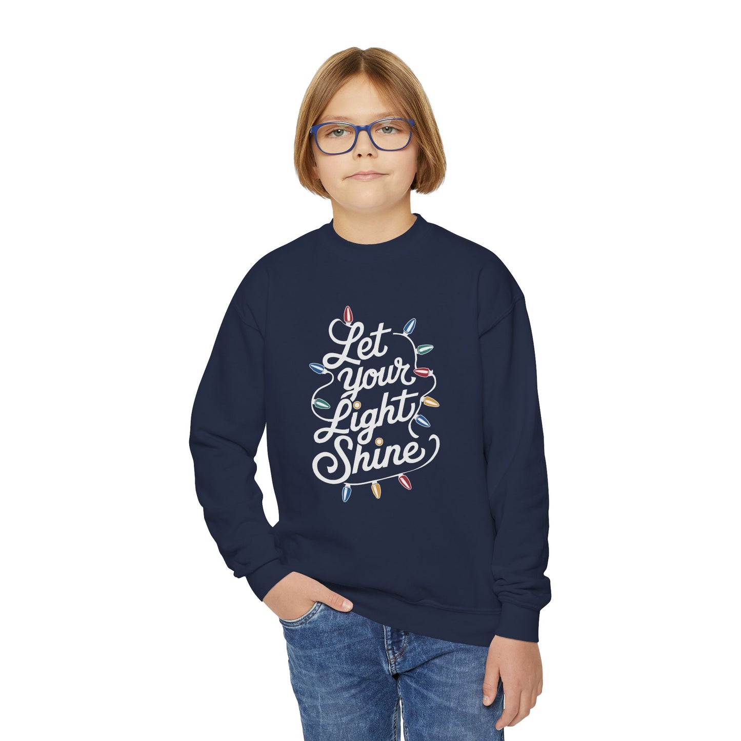 "Let Your Light Shine" Christmas Kids Crewneck Sweatshirt