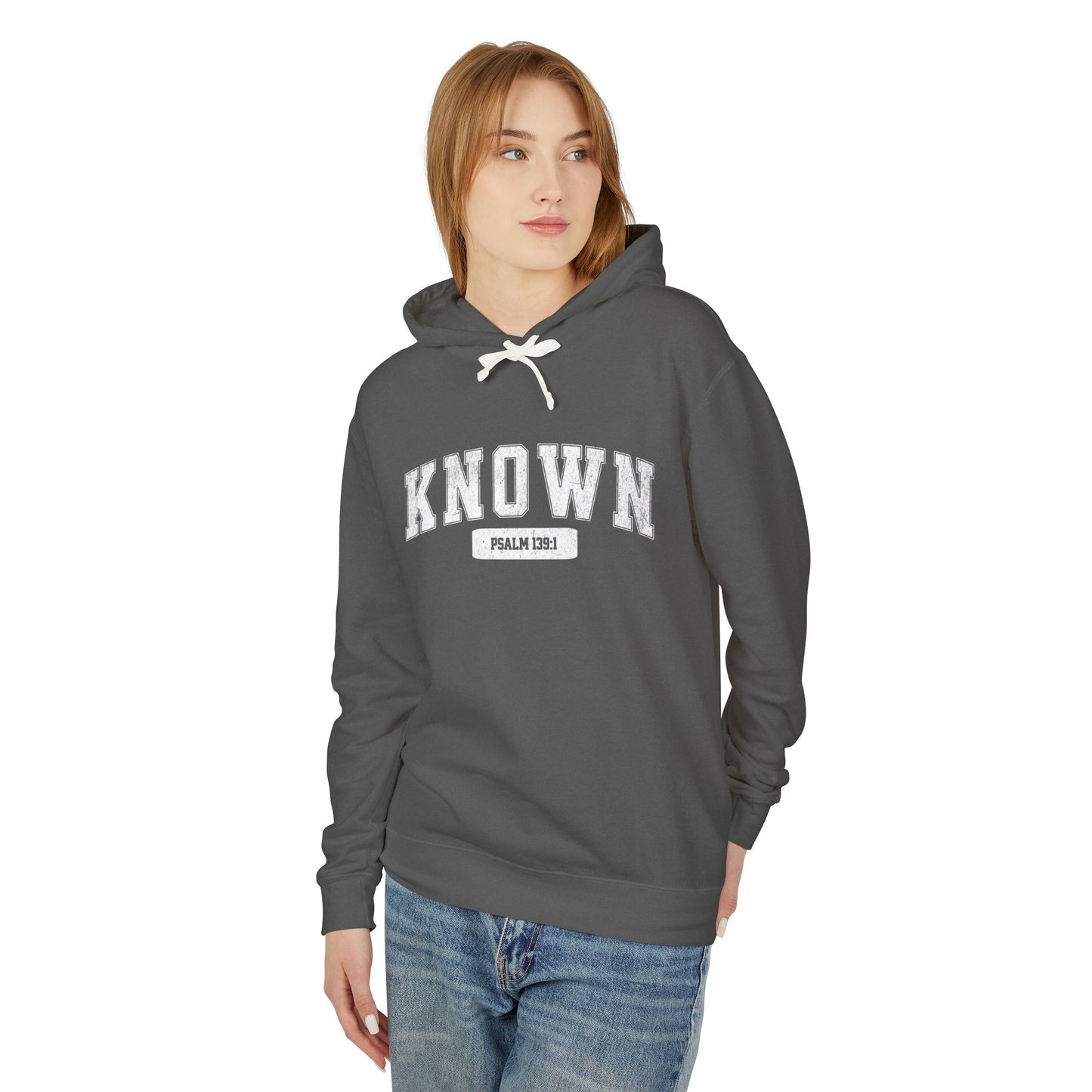 "KNOWN" VARSITY UNISEX PREMIUM LIGHTWEIGHT HOODIE