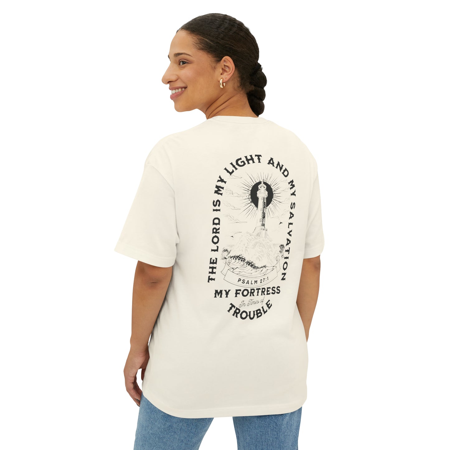 "Psalm 27:1" Adult Unisex Oversized Boxy Tee